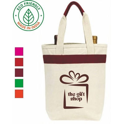 2 Bottle Elite 12 oz Canvas Wine Tote Bag | Travel Gift Carrier Maroon (10x11x3.5)