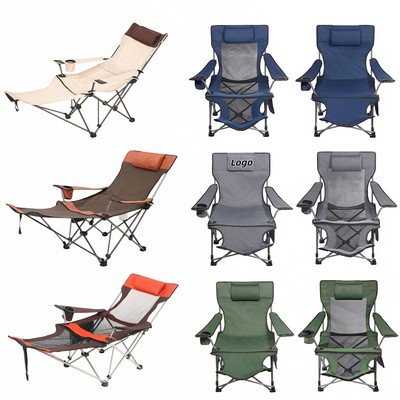 Heavy Duty Foldable Camping Chair with Ergonomic Back Support for Indoor Outdoor Use