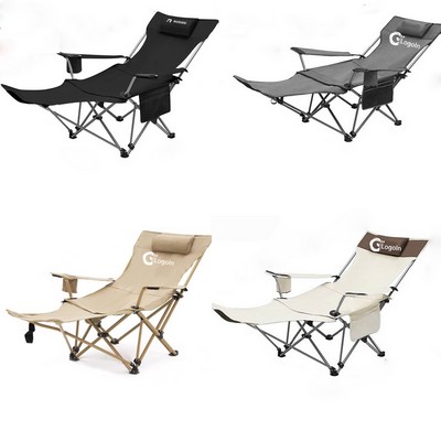 Folding Lawn Camping Chair with Footrest Storage Bag & Headrest